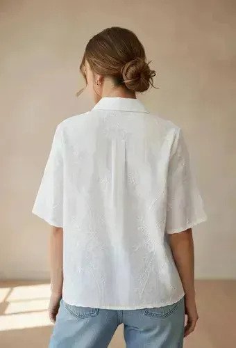 Camisa Blusa Tipo Broderie Delicada Para Mujer - Imagen 3
