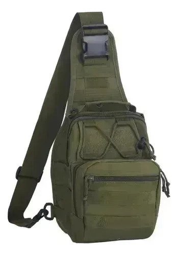 Morral Bandolera Tactica Reforzada 9l Verde Musgo Lisa