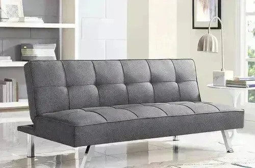 Sillon Sofa Cama Futon Tela Patas Cromadas Living Moderno