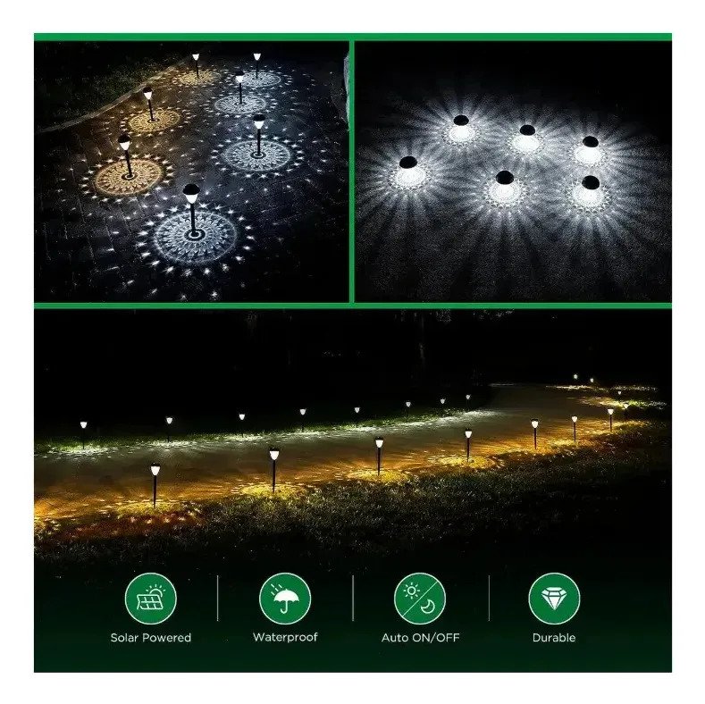 Estacas Solar Lamparas Led Farol Jardín Exterior Pack X4 - Imagen 5
