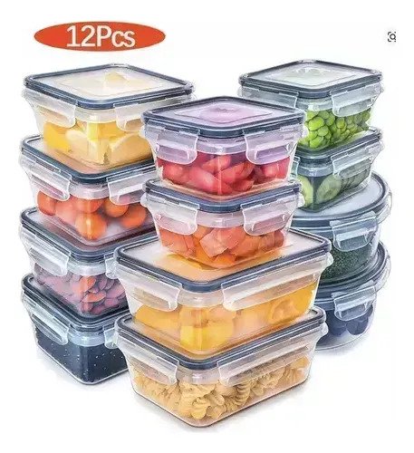 Set De 12 Tapers Frascos Herméticos De Plástico Para Cocina