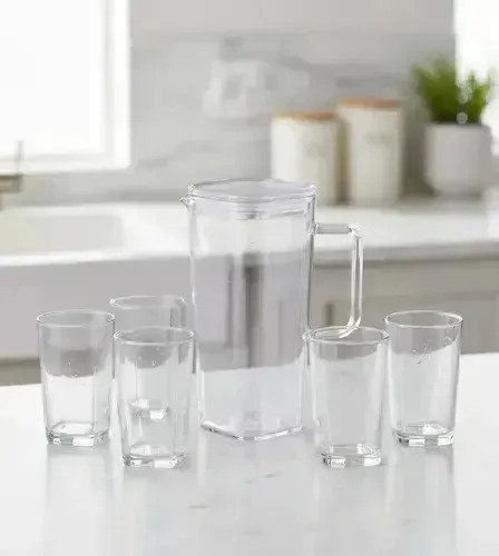 Jarra Acrílica De 1.1 Litros Con 5 Vasos Irrompibles