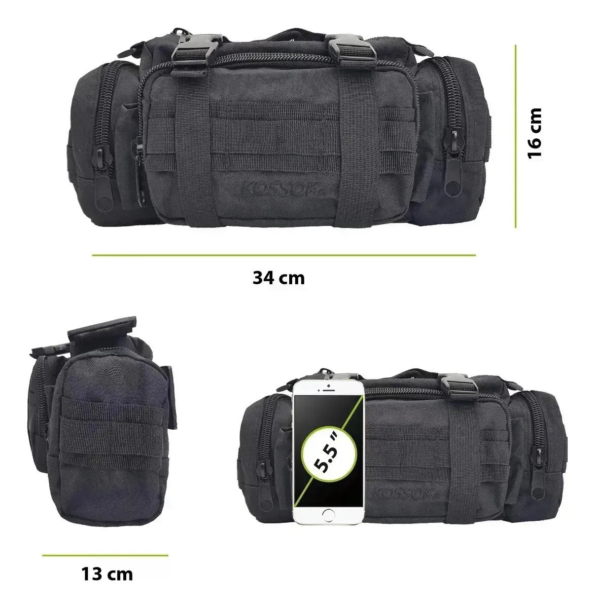 Bolso Morral Riñonera Táctica Color Negra - Imagen 2