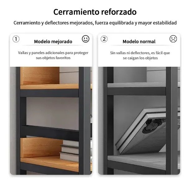 Biblioteca Estantería 4 Estantes Madera Y Hierro 146 X 60cm - Imagen 6