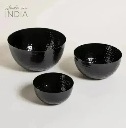 Set De 3 Bowls Negros Altos De Acero Inoxidable Redondos - Imagen 3