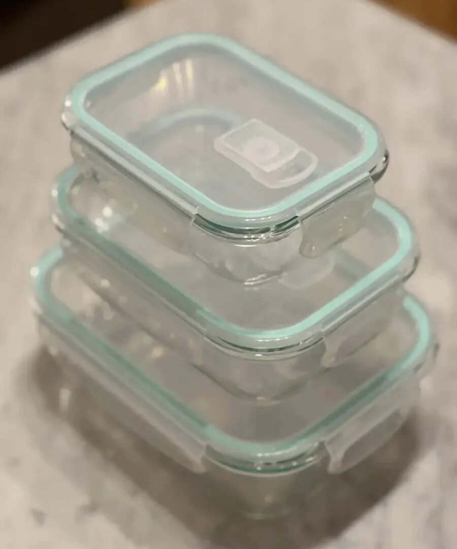 Set De 3 Tuppers De Vidrio Herméticos Aptos Para Microondas
