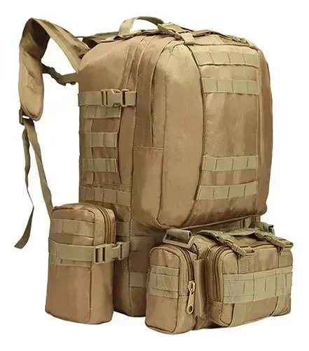 Mochila Táctica De 60 Litros Con 3 Bolsas Sistema Molle