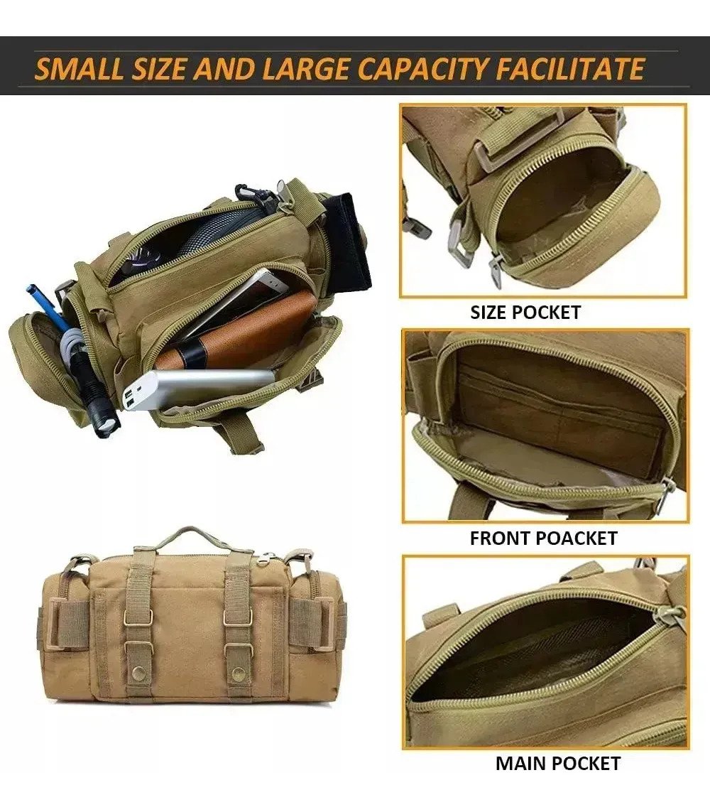 Bolso Morral Riñonera Táctica Color Negra - Imagen 8
