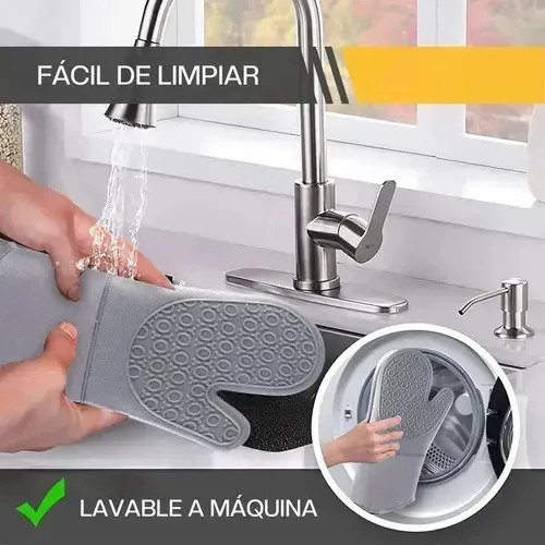 Set Guantes Cocina Silicona, Mini Pinzas Y Apoyadores Horno - Imagen 4