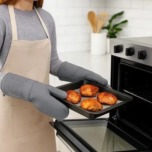 Set Guantes Cocina Silicona, Mini Pinzas Y Apoyadores Horno - Imagen 2