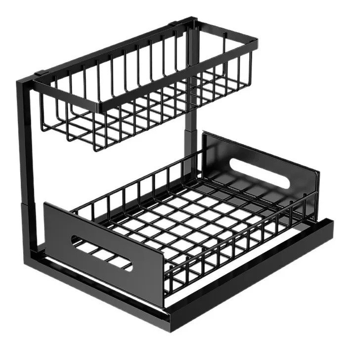 Organizador Alacena Bajo Mesada Extraible 2 Niveles Acero - Imagen 5