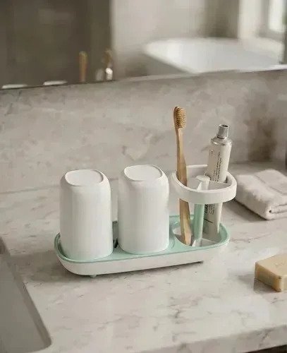 Organizador Baño Contenedor Cepillo De Dientes + Vasos