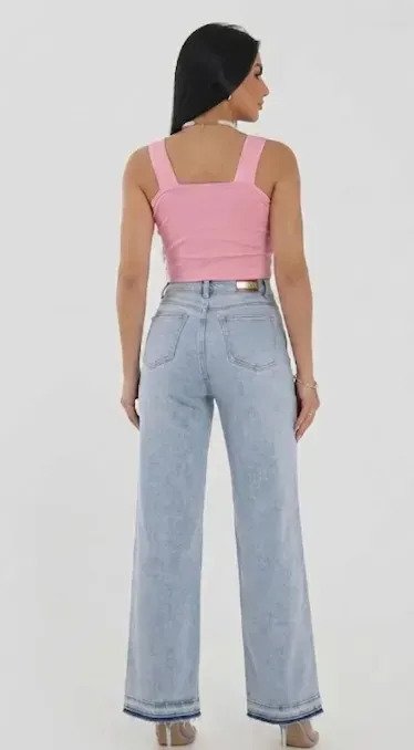 Jean Pantalon Mujer Denim Recto Premium Azul Claro Talles - Imagen 3