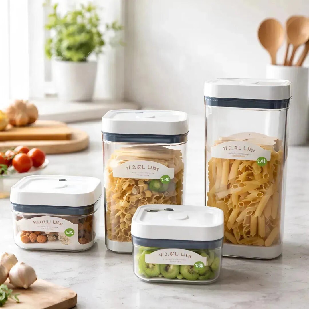 Set De 4 Frascos Tapers Herméticos Al Vacío Para Cocina
