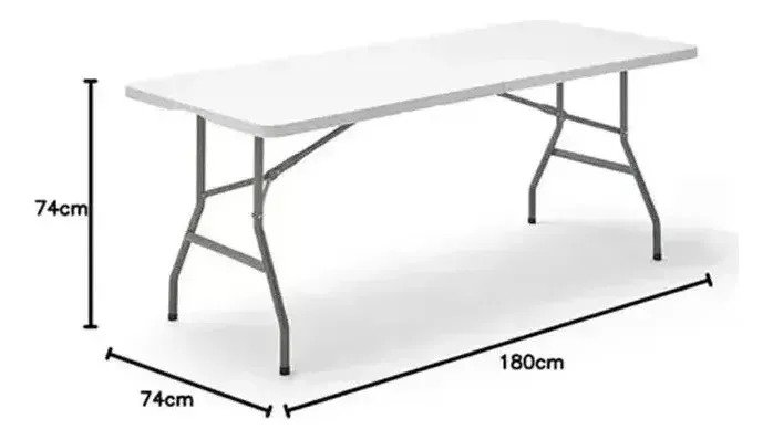 Mesa Plegable Valija 180 Cm Blanca Jardin Fiesta Camping - Imagen 3