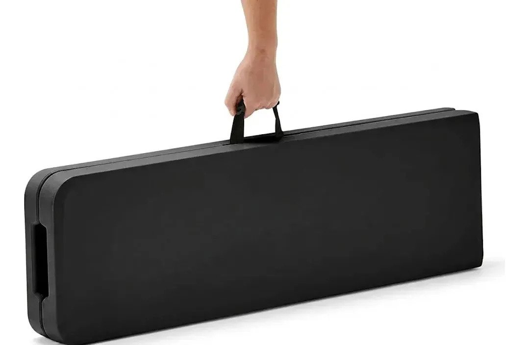 Banco Valija Plegable Reforzado 180cm Negro Camping Jardin - Imagen 2