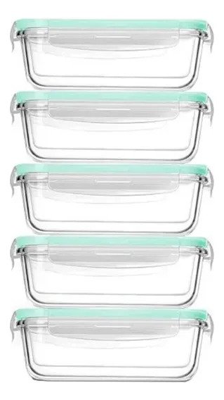 Set X5 Contenedores Tapers De Vidrio Hermeticos 1,04 L - Imagen 2