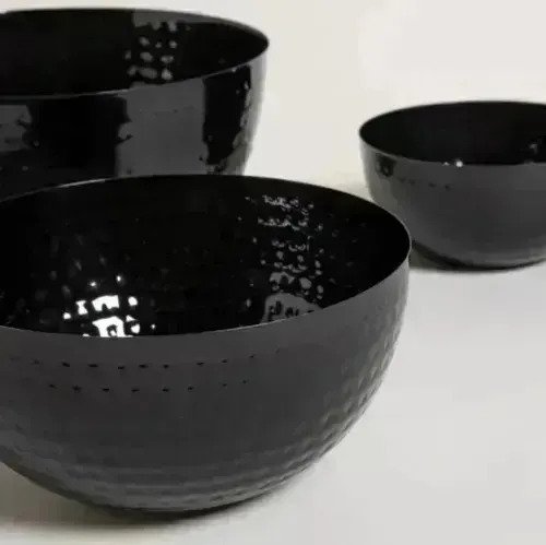 Set De 3 Bowls Negros Altos De Acero Inoxidable Redondos - Imagen 4