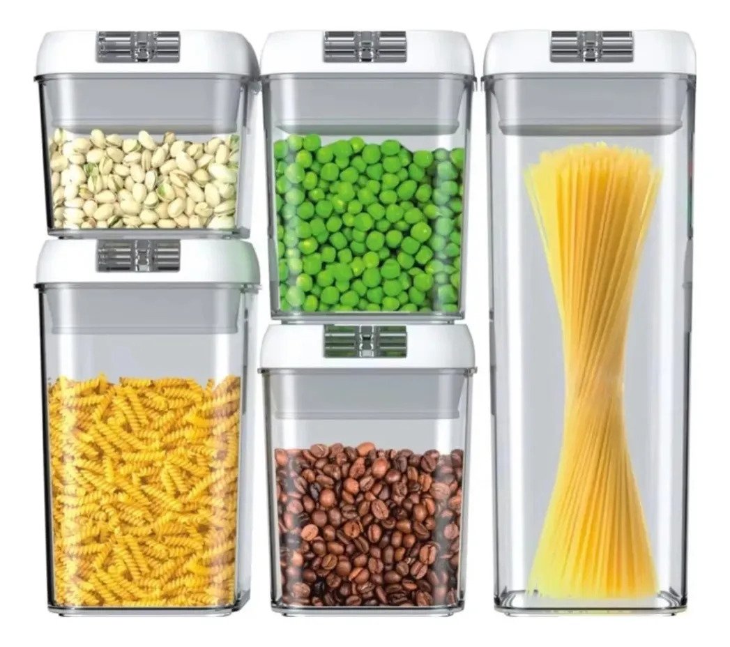 Set X5 Frascos Recipientes Hermeticos Organizador Acrilico