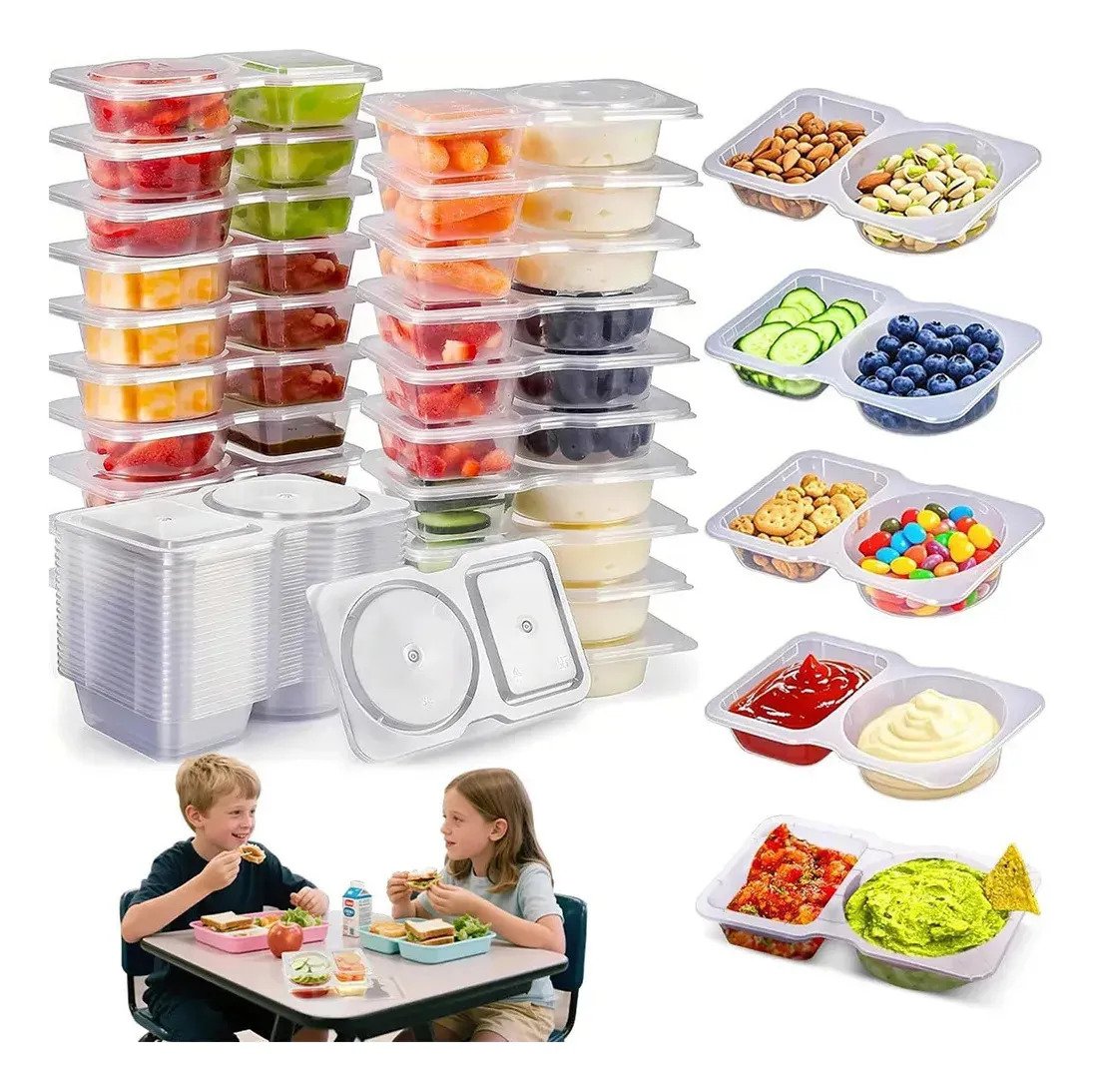 Pack X20 Potes Recipientes Con Tapa Salsas Aderezos - Imagen 2