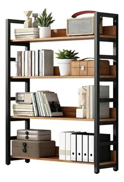 Biblioteca Estantería 4 Estantes Madera Y Hierro 146 X 60cm - Imagen 4