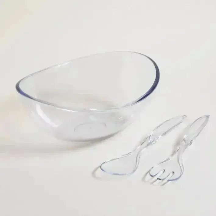 Ensaladera Tipo Bowl Con Cubiertos De Acrílico 3300 Ml