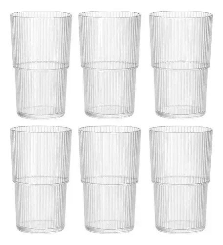 Set De 6 Vasos De Acrílico 600 Ml Irrompibles Para Fiestas