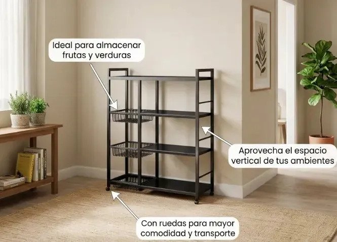 Estanteria Organizador Multiuso Con Ruedas Canastos 108 Cm - Imagen 3