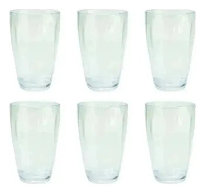 Set X6 Vasos De Acrilico 410 Ml Resistente Blanco