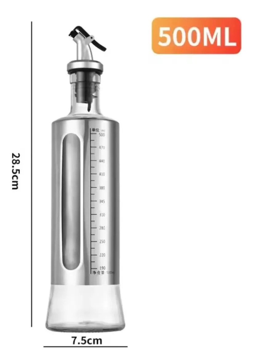 Aceitero Vinagrero Vidrio Dosador Medidor Antigoteo 500 Ml - Imagen 3