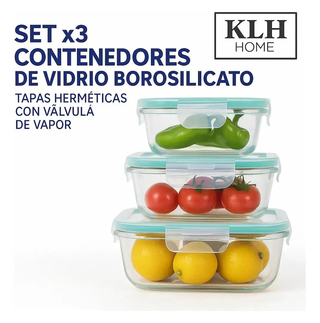 Set X3 Tapers Contenedores Vidrio Hermeticos Apto Microonda