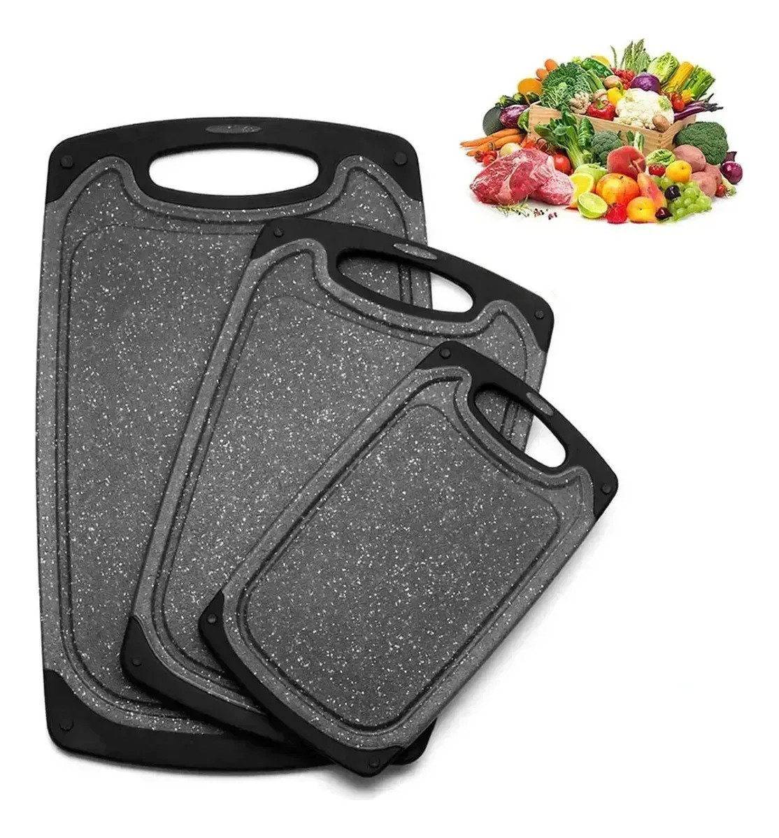 Set X3 Tablas De Picar Cocina Antideslizante Carne Verdura
