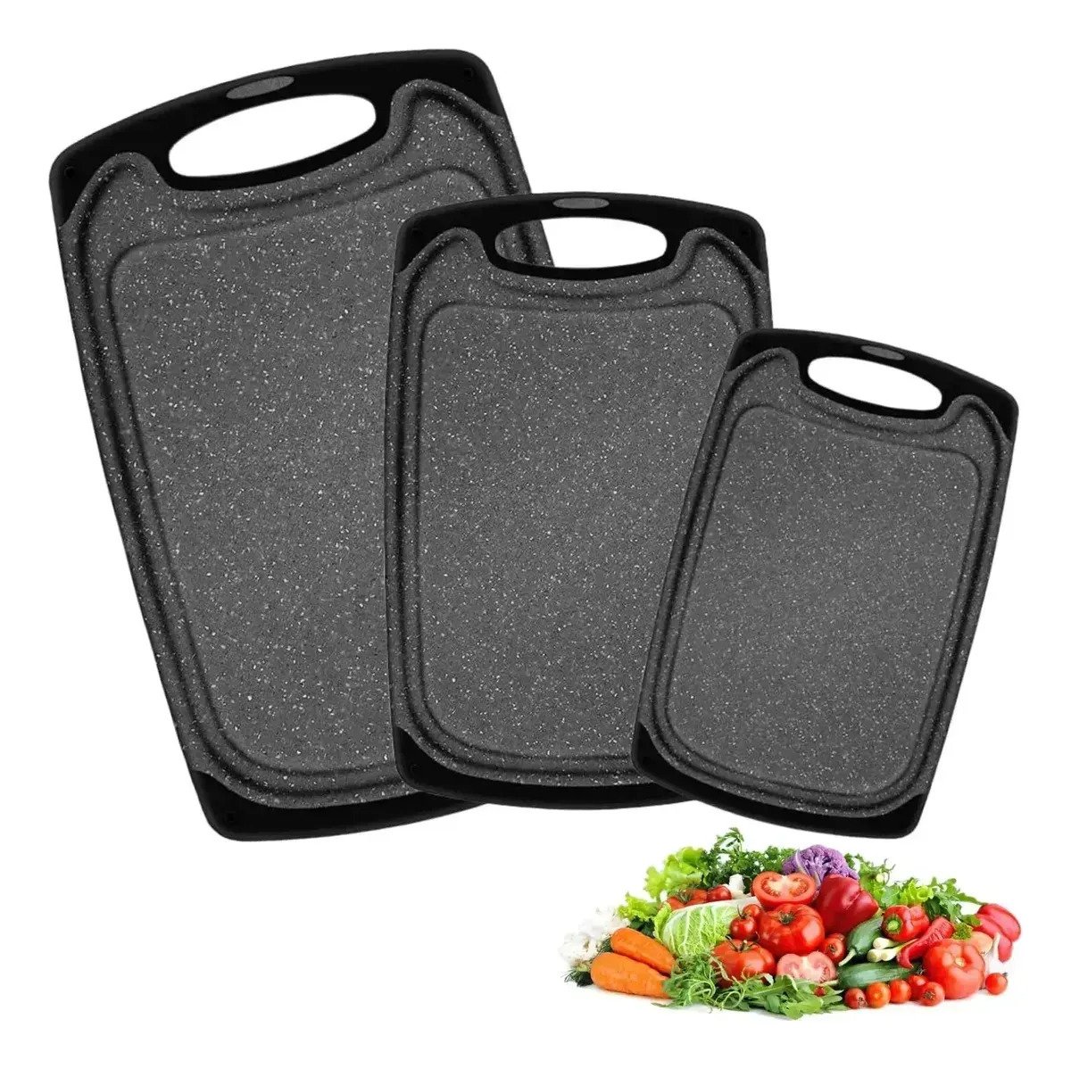 Set X3 Tablas De Picar Cocina Antideslizante Carne Verdura - Imagen 5