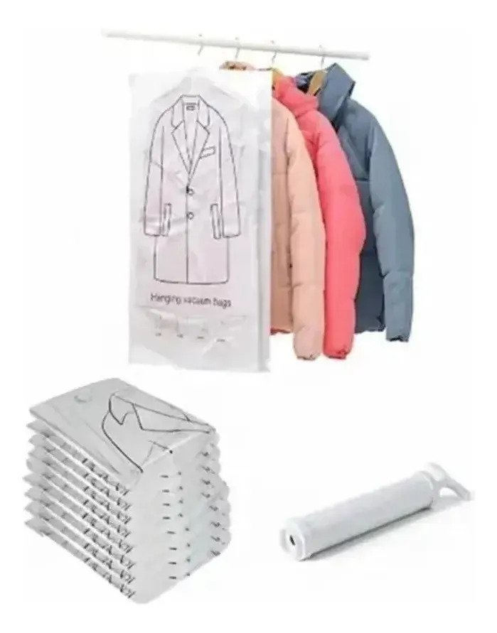Set De 10 Piezas De Bolsas Al Vacío Con Inflador Y Percha
