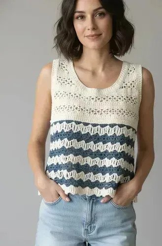 Musculosa Remera Tejida Con Diseño Premium Mujer Fresca