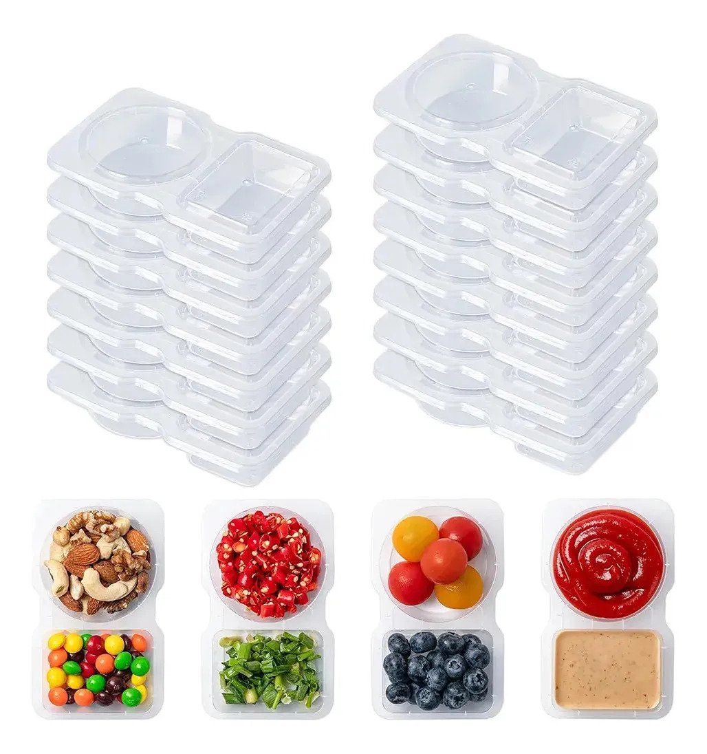 Pack X20 Potes Recipientes Con Tapa Salsas Aderezos - Imagen 3