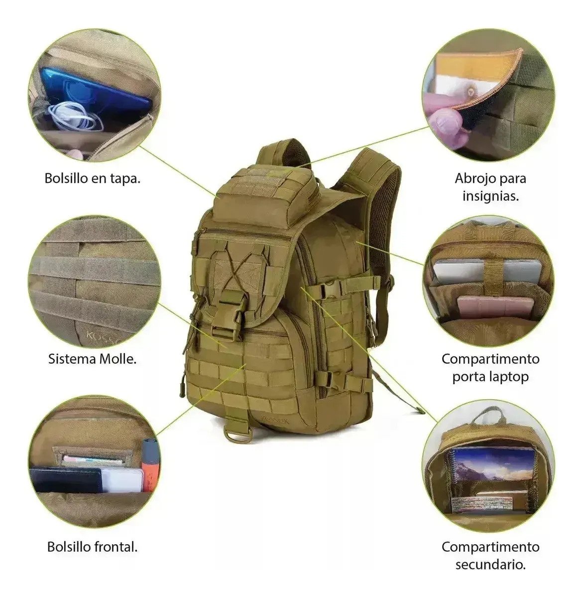 Mochila Táctica Militar Multiuso Deportiva Camping - Imagen 3