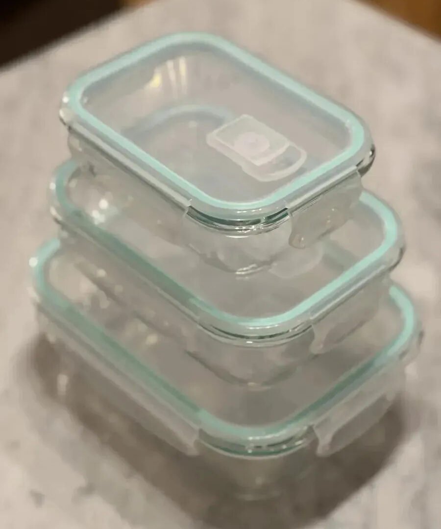 Set X3 Tupers Contenedores Vidrio Hermeticos Apto Microonda