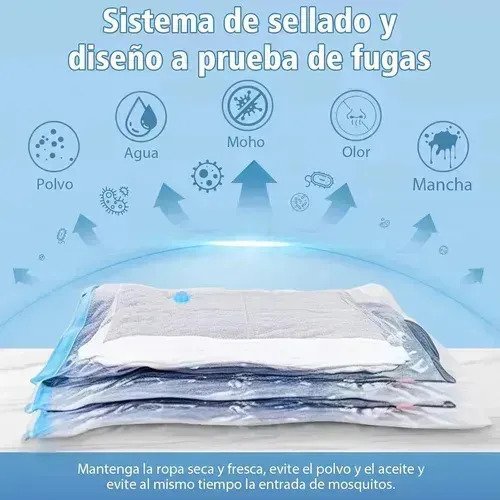 Set X15 Bolsas Al Vacio Para Guardar Ropa + Bomba Acolchado - Imagen 5