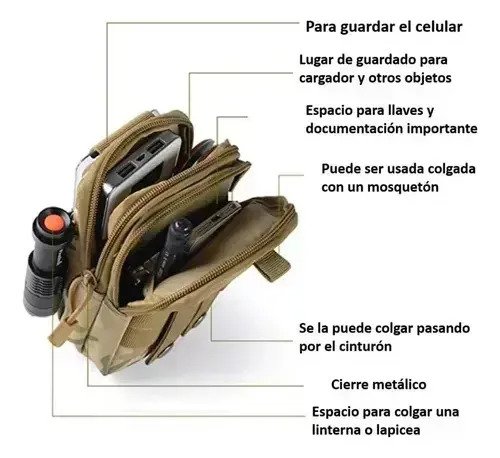 Pouch Riñonera Táctico Molle Porta Celular - Imagen 6
