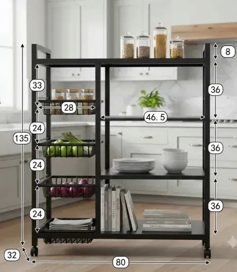Estanteria Organizador Multiuso Con Ruedas Y Canastos 135 Cm - Imagen 2