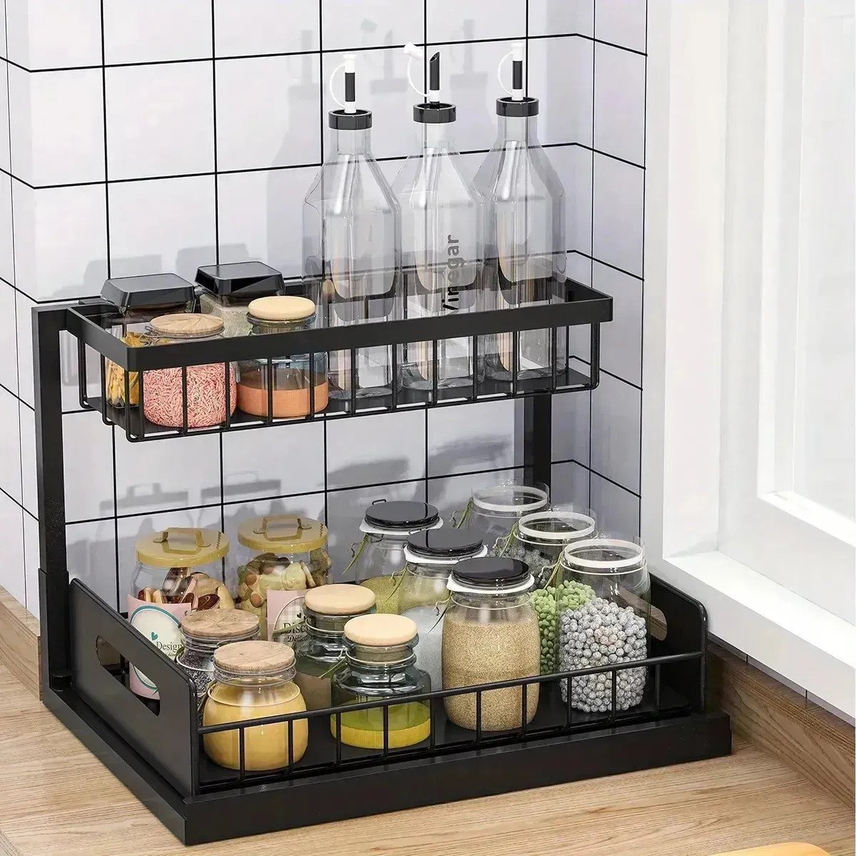 Organizador Alacena Bajo Mesada Extraible 2 Niveles Acero - Imagen 7