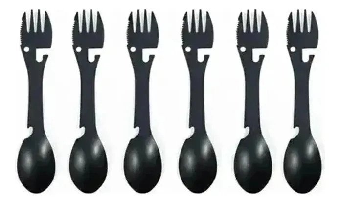 Set X6 Cubiertos Tenedor 5 En 1 Cuchara Destapador Cuchillo