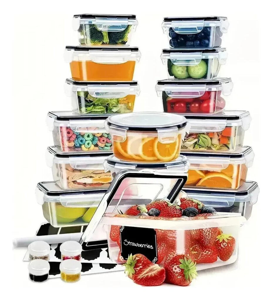 Set De 20 Tapers Frascos Herméticos De Plástico Para Cocina