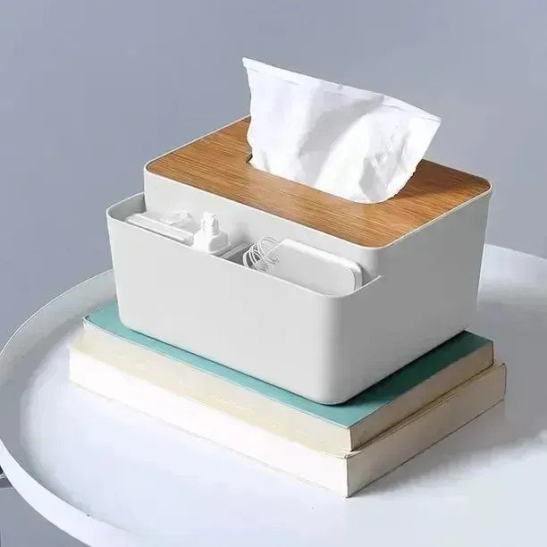 Organizador De Mesa Con Pañuelero Tapa Madera