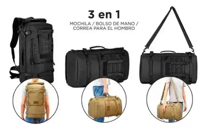 Bolso Mochila Táctica 3 En 1 Camping 70 L - Imagen 4