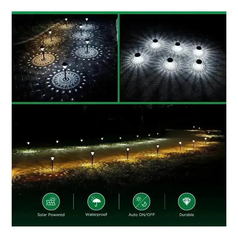 Lamparas Led X4 Estaca Jardin Resistente Negro - Imagen 5