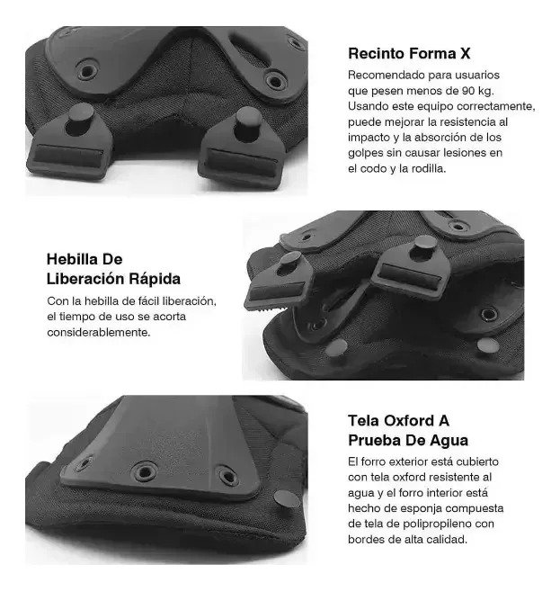 Kit Rodilleras Y Coderas Tácticas Xtreme Airsoft Policial - Imagen 7