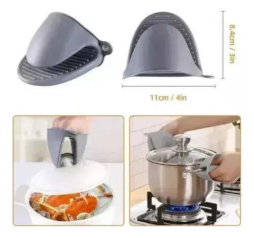 Set Guantes Cocina Silicona, Mini Pinzas Y Apoyadores Horno - Imagen 5