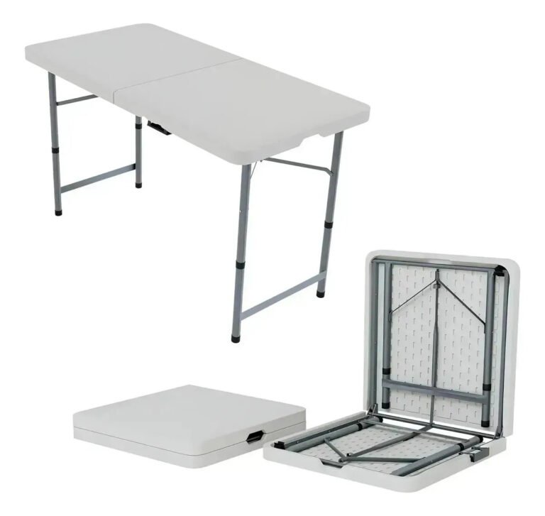 Mesa Plástica De 120 Cm Ajustable En 3 Alturas Plegable